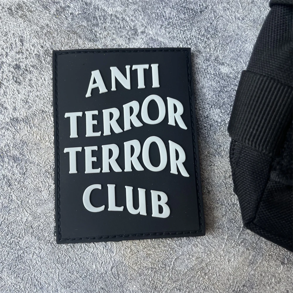 Parche ANTI TERROR CLUB, insignia de moral táctica luminosa, pegatina para mochila del ejército militar, parches de bucle de gancho de PVC para ropa - imagen 4