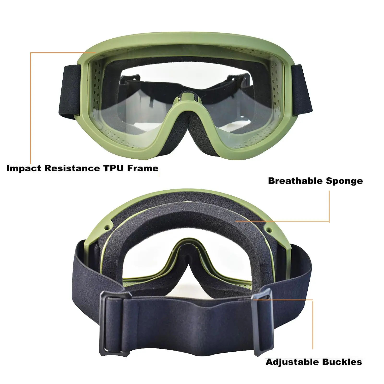 Juego de casco Airsoft, casco táctico rápido con máscaras protectoras de media cara, gafas antiniebla resistentes a impactos para tiro de caza - imagen 5