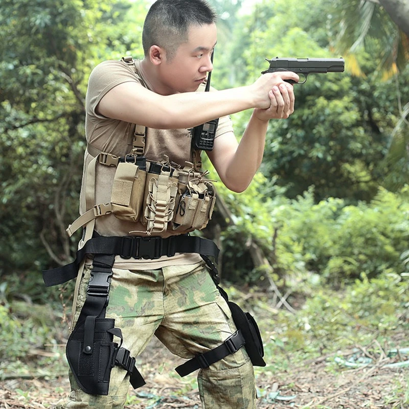 Funda de pierna con Magzine/cuchillo/linterna, funda táctica de muslo para pistola 9mm G17 18 19 22 Ruger LCP M9 P99 CZ - imagen 5