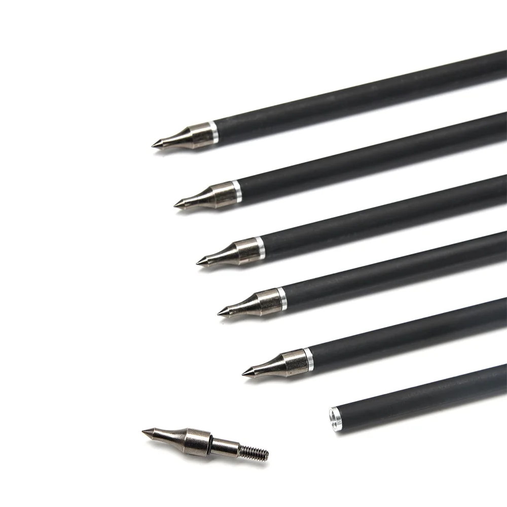 Flecha de carbono mixta de 31,5 pulgadas, columna vertebral 500 ~ 550 con punta de flecha reemplazable para caza al aire libre, arco tradicional recurvo compuesto, 12 Uds. - imagen 5