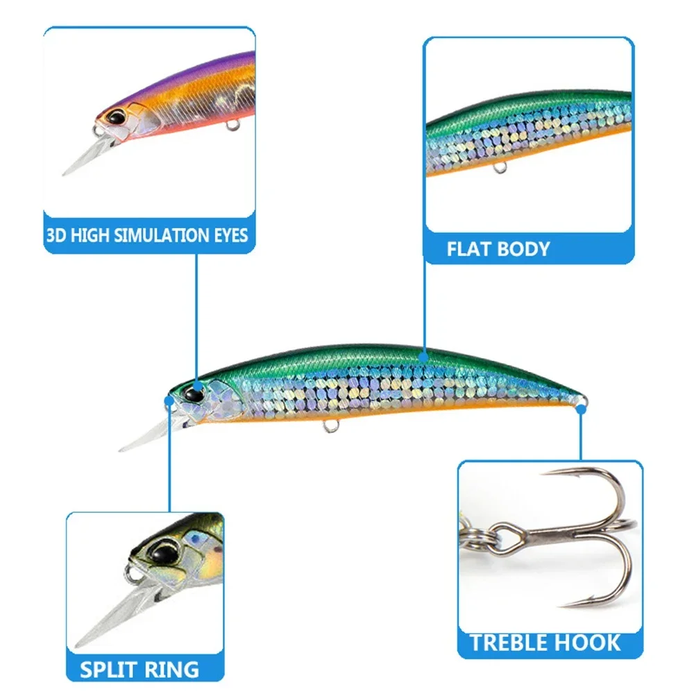 Señuelo de pesca de 9,5 cm y 15g, Wobbler, cabeza de lanza RYUKI 95S, Jerkbait de hundimiento, Swimbait, cebo duro Artificial para trucha - imagen 5