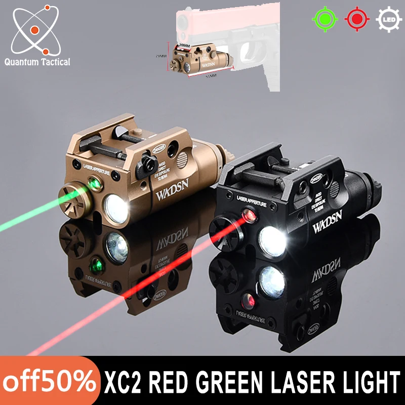 Actualización táctica XC2 luz láser verde rojo puntero láser arma de visión explorador linterna LED para pistola Airsoft GLOC 17 19 18 - imagen 2