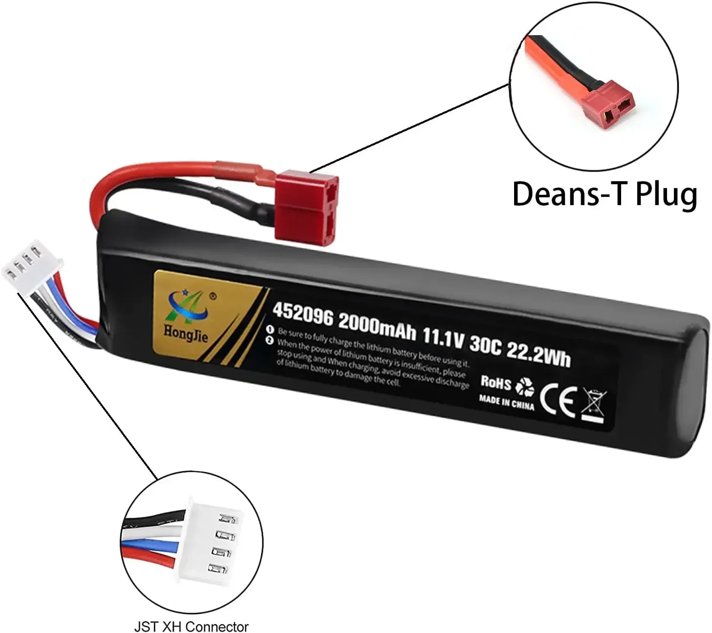 Batería recargable de LiPo 11,1 V, 2000mAh, 30C, enchufe en T con cargador para control remoto, pistola de agua electrónica, pistolas de Airsoft, pistolas de Rifle - imagen 4
