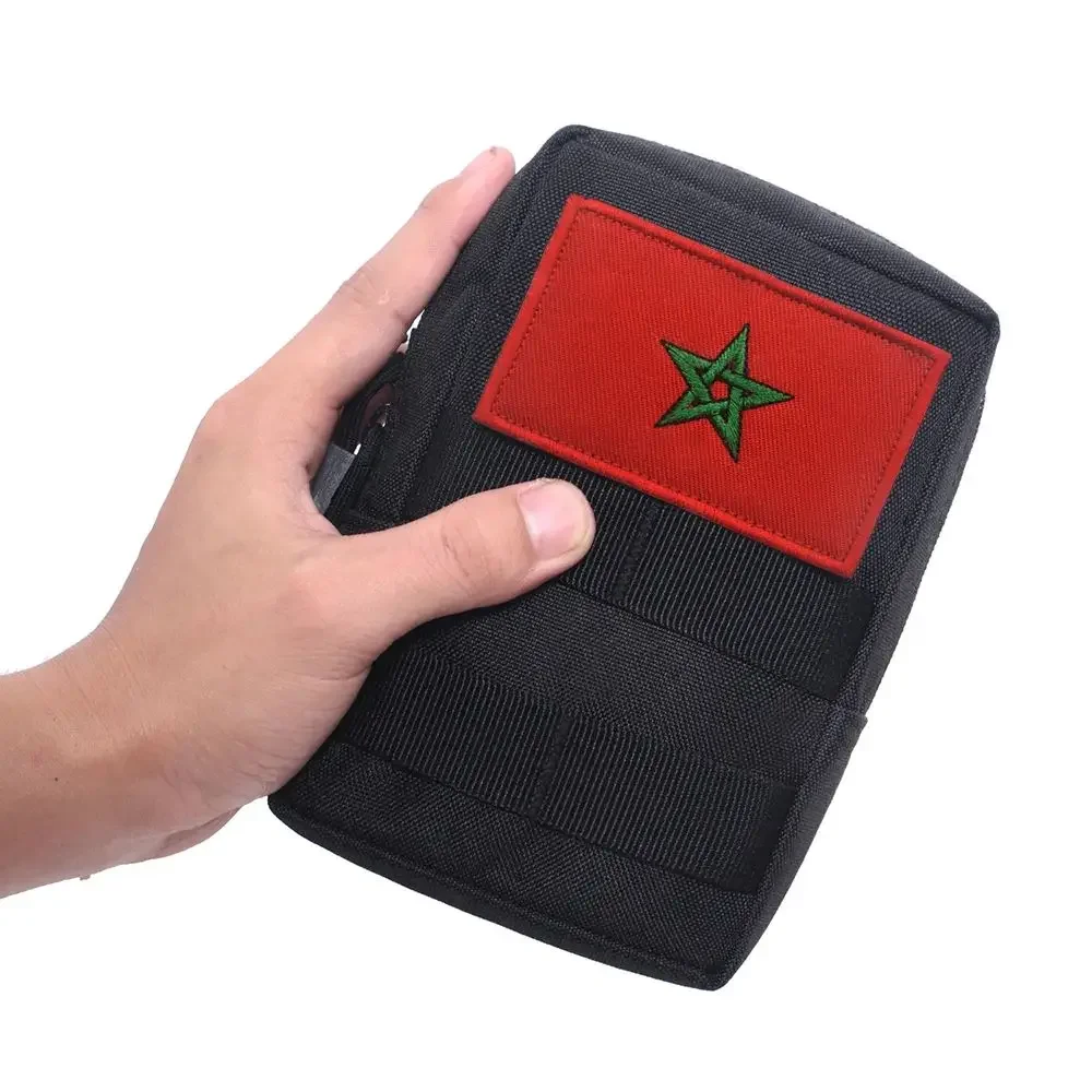 Insignia de moral de la bandera marroquí, pegatinas para brazalete con gancho y bucle, parches bordados, parche para mochila táctica para ropa, pegatina militar - imagen 3