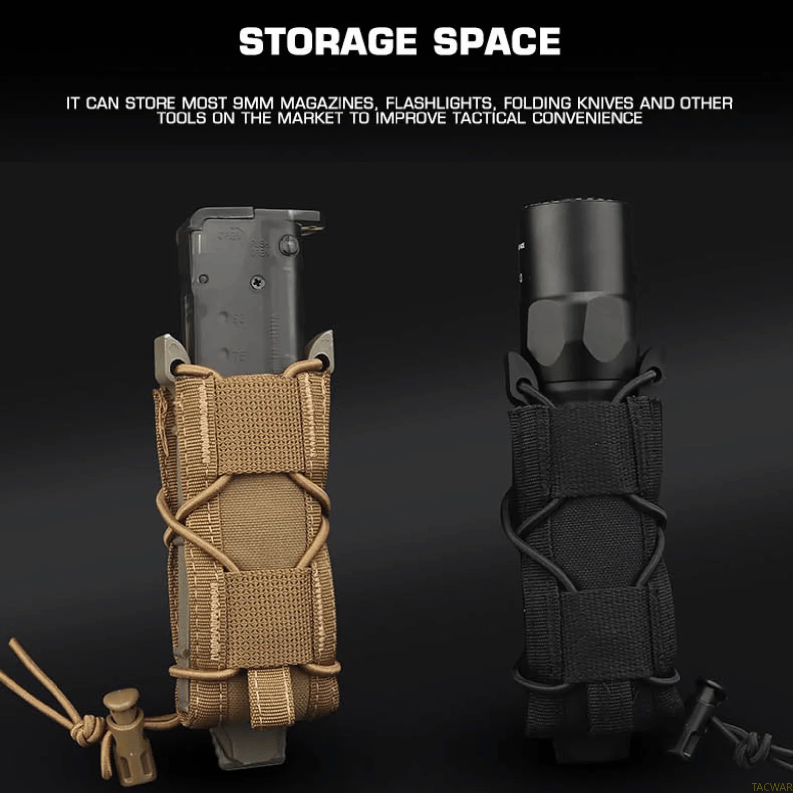 Bolsa táctica para pistola individual de 9mm, bolsa MOLLE Mag, bolsas para linterna, soporte para linterna para caza, tiro, Airsoft - imagen 5