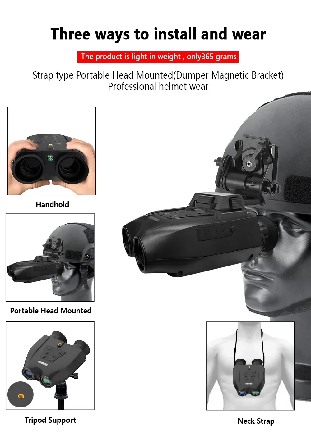 Binoculares DT99 de visión nocturna, Zoom Digital 8X, infrarrojos de 300M, 48MP, 2,5 K, vídeo UHD, cámara telescópica montada en la cabeza 3D para caza - imagen 2