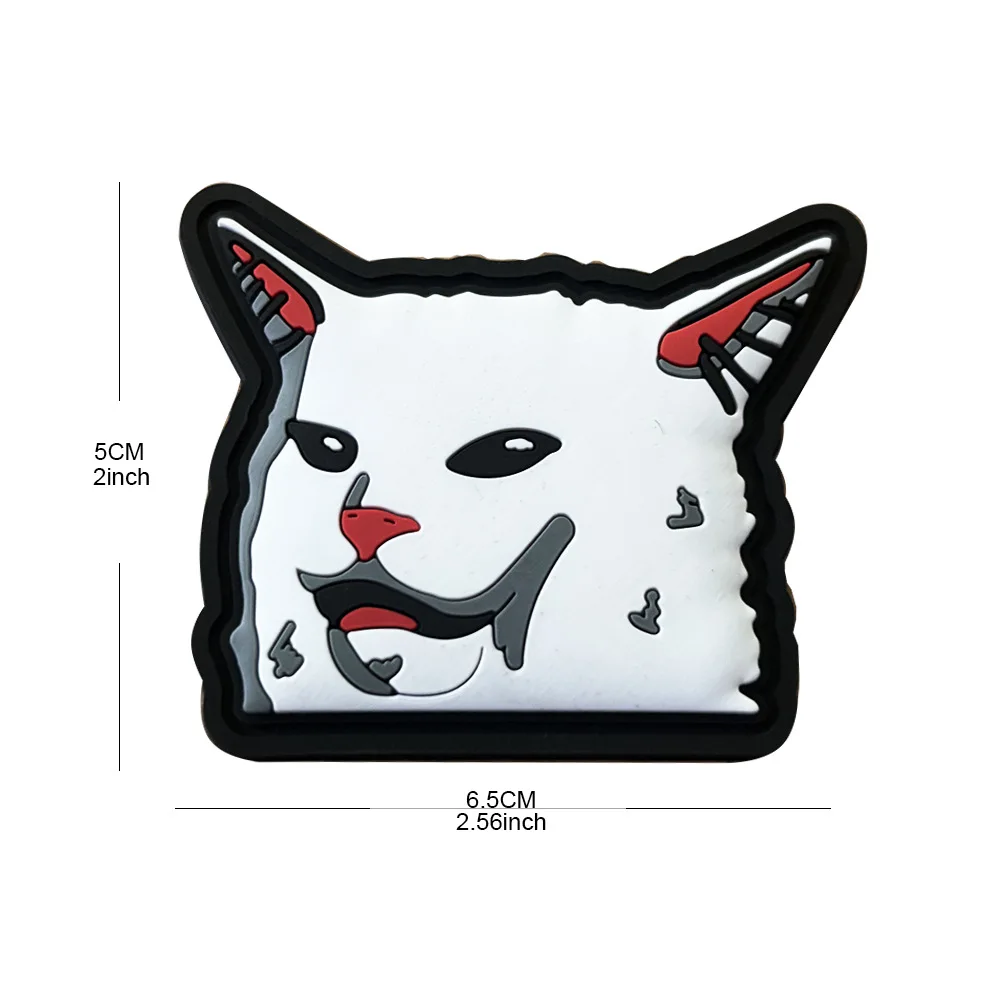 Nuevos accesorios para bolsas al aire libre: insignia de gato satirico Graffiti gato 3D PVC mágico DIY bolsa pegatinas mochila parche de gancho y bucle - imagen 4