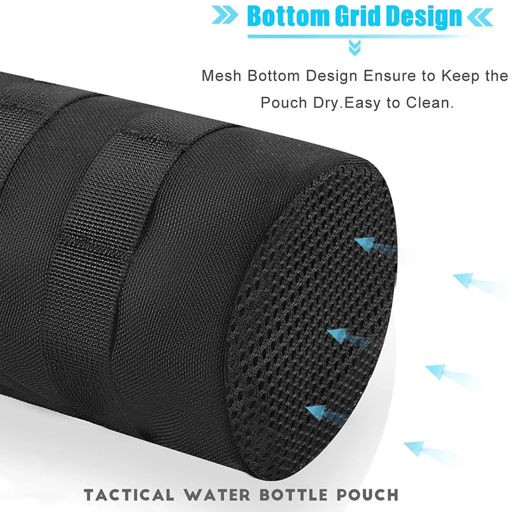 Bolsa para botella de agua al aire libre, soporte para botella de agua con cordón Molle, bolsa portadora para hervidor de agua, bolsa para caza y Camping - imagen 3