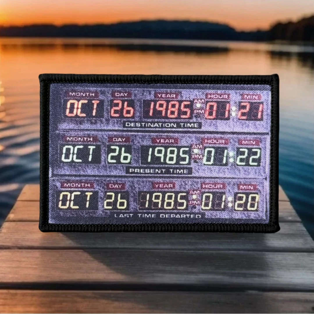 Insignia de moral táctica de la máquina del tiempo, parche impreso en ropa, parches militares con gancho y bucle, pegatina para mochila, apliques para brazalete