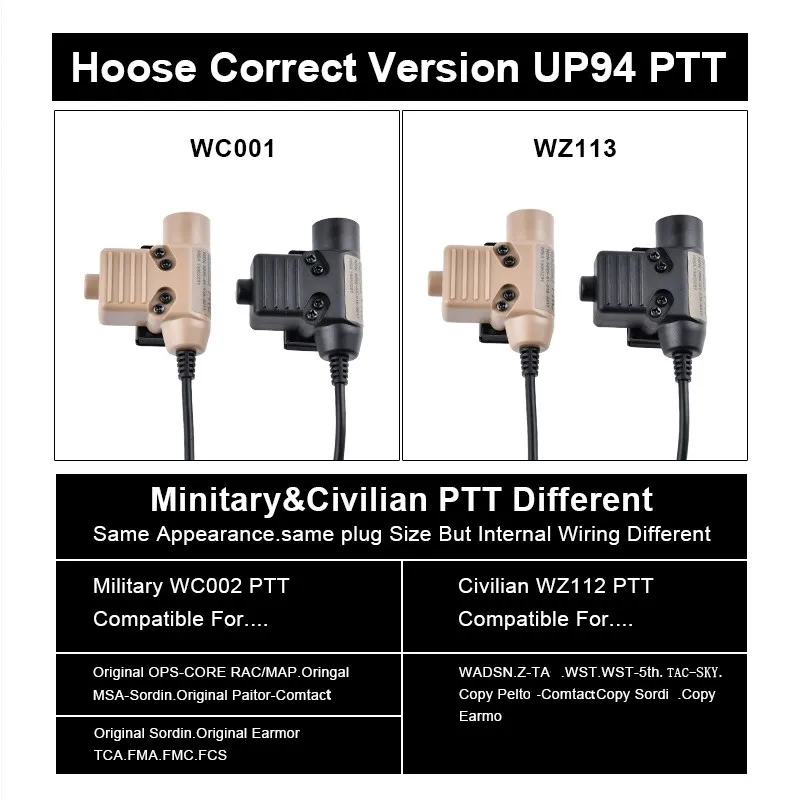 Auriculares tácticos militares U94 PTT Baofeng PTT para Earmor Comtact, auriculares de caza U94PTT aptos para Kenwood Motorola Plug - imagen 3
