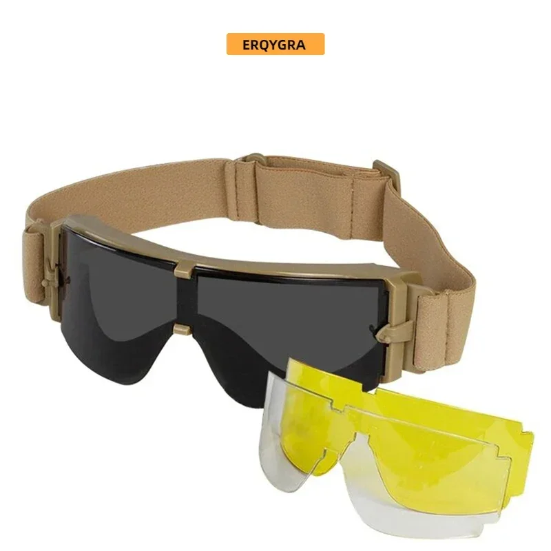 ERQYGRA gafas tácticas para senderismo Airsoft ATF GOGGLE SET 3 lentes a prueba de viento ciclismo montañismo Paintball gafas de seguridad deportiva - imagen 5