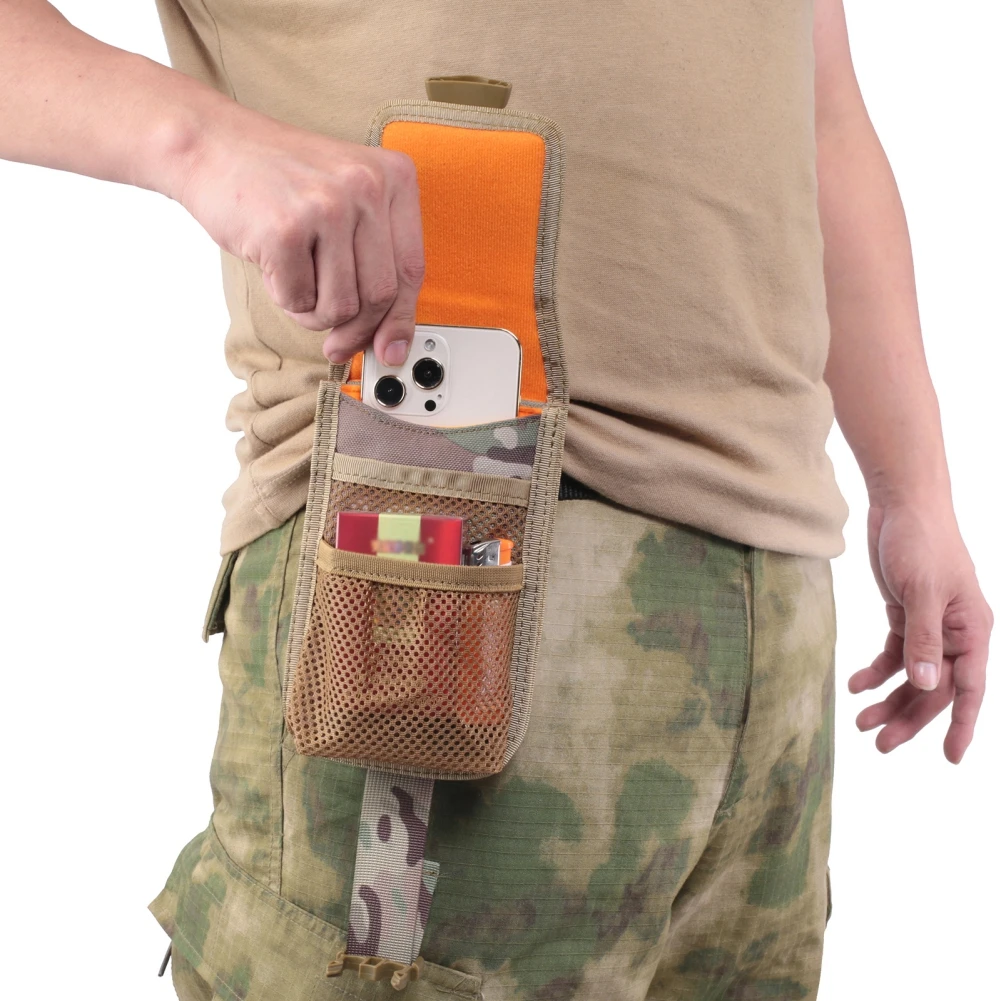 Bolsa táctica de doble capa para teléfono, bolsa de malla con módulo EDC al aire libre para herramientas, brújula, cigarrillo, militar, caza, Molle - imagen 4