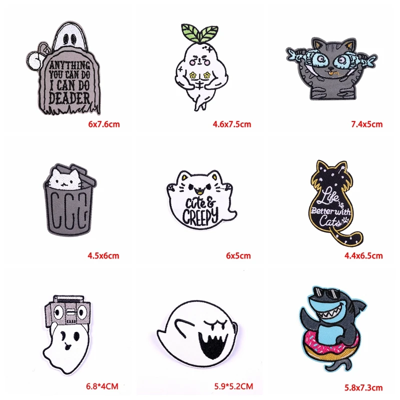 Prajna-parches bordados para planchar en la ropa, parches de dibujos animados para ropa, insignias de animales bonitos, 10 piezas - imagen 3