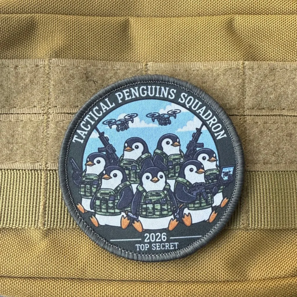 Parche táctico bordado pingüinos con gancho y bucle moral militar - imagen 5