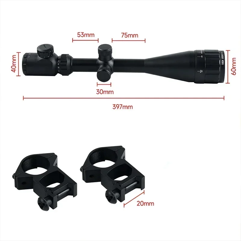 Mira telescópica óptica para Rifle de Airsoft, mira de Rifle de ojo largo, engranaje de francotirador de alivio, mira de caza, AOE, Cruz Roja, 6-24x50 - imagen 5