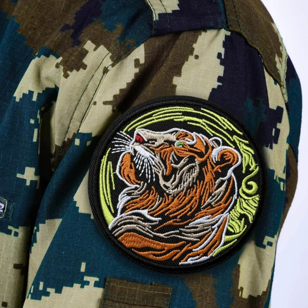 Parche de insignia de moral divertido, emblema militar, brazalete táctico, parches de gancho y bucle bordados de tigre para ropa, pegatinas para mochila
