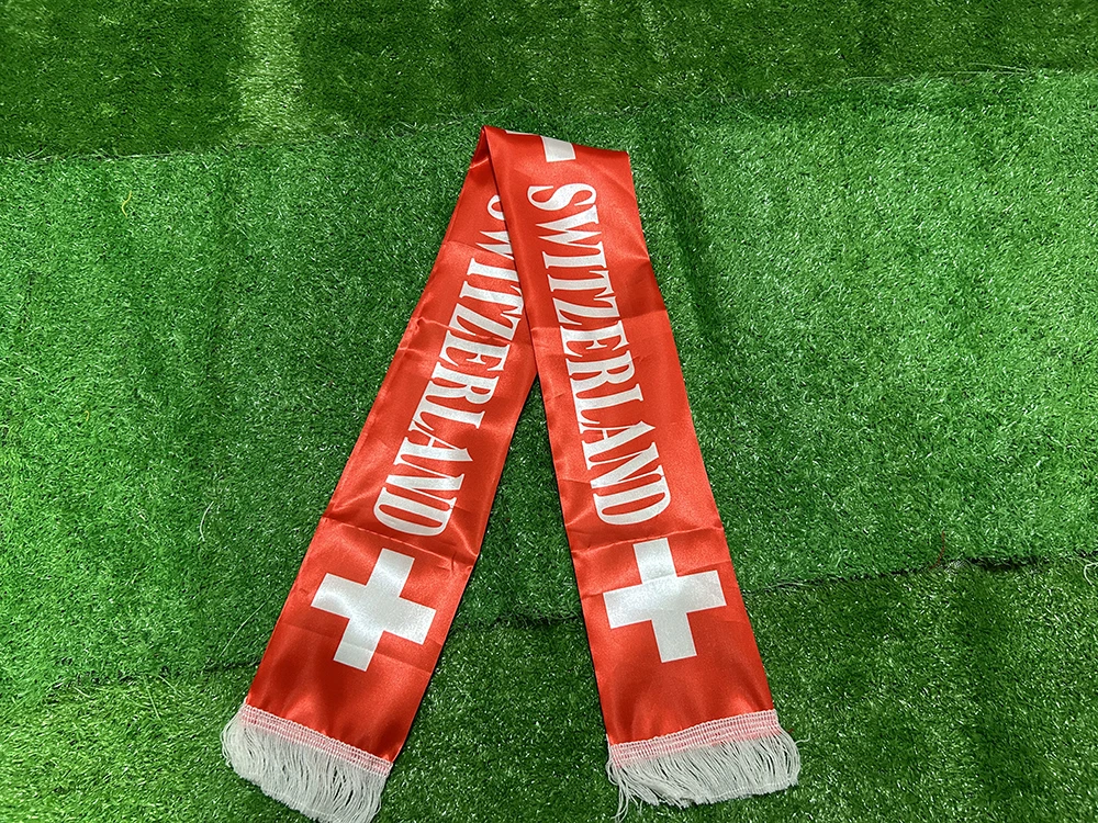 Bufanda bandera Suiza de satén con borlas para fútbol - imagen 4