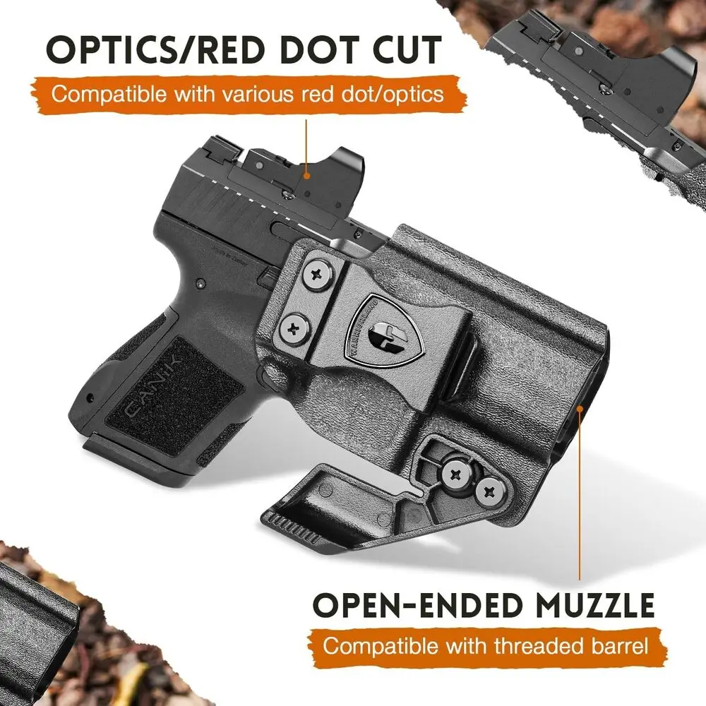 Compatible con pistola Canik Mete MC9, funda IWB Kydex con corte de garra y óptica, mira de montaje, sonido de clic de bloqueo, mano derecha - imagen 3