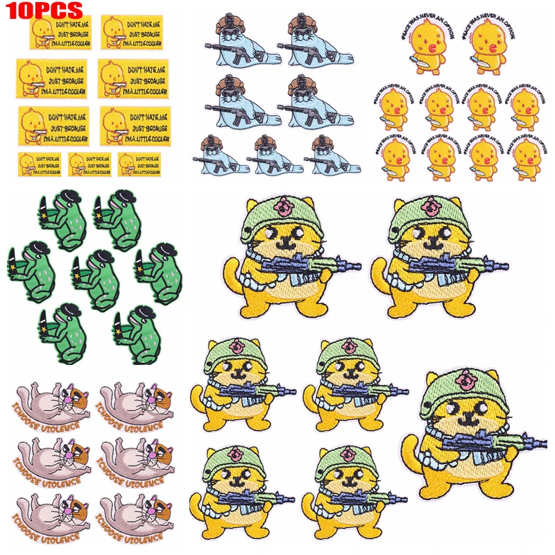 10 Uds. Parches al por mayor, parches bordados de animales DIY para ropa, parche de dibujos animados, parches para planchar para ropa, sombreros, chaquetas, insignia - imagen 2