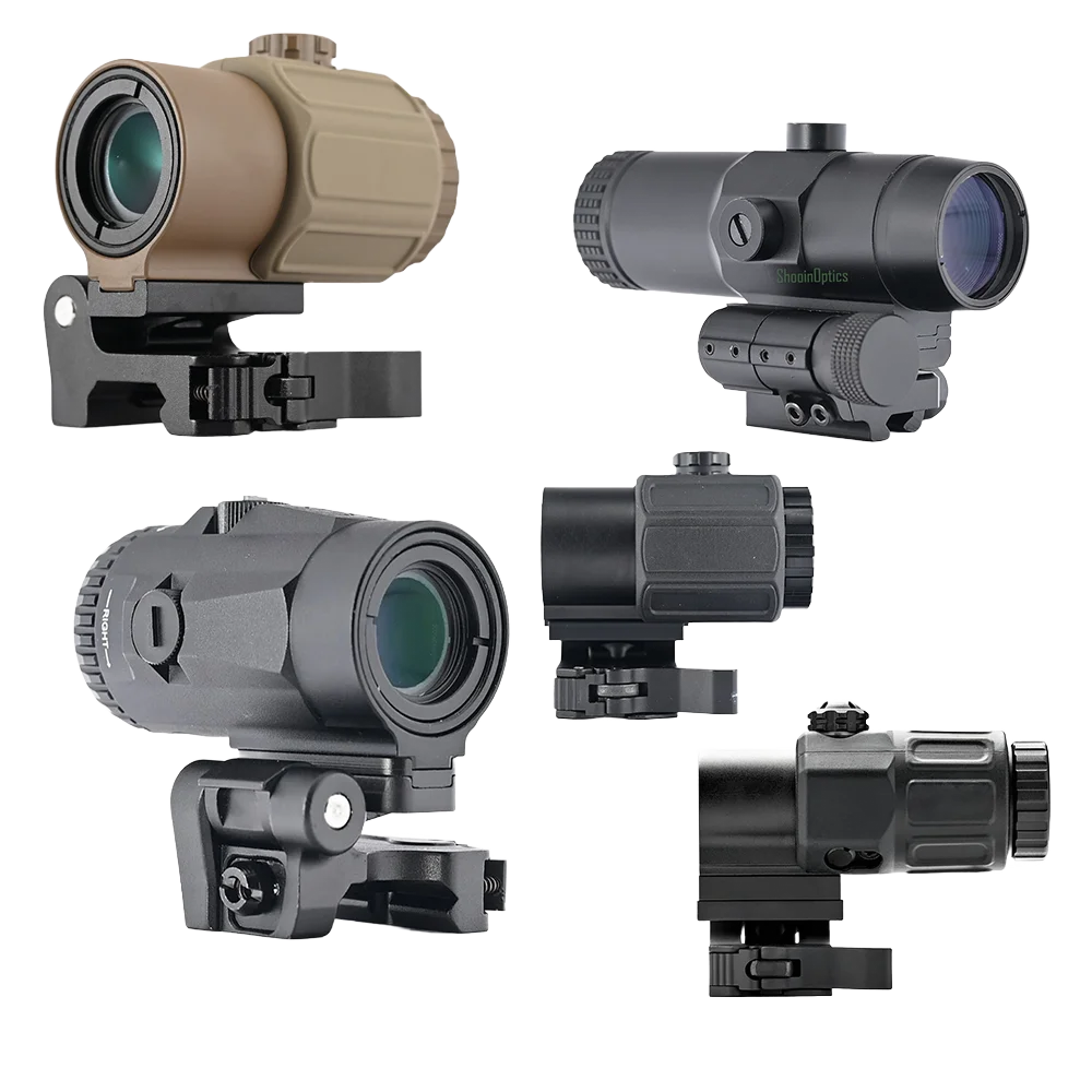 Lupa táctica 3X G33 G43 HD con montaje abatible hacia el lado, diseño de aluminio duradero Compatible con riel de 20mm para disparar al aire libre - imagen 2