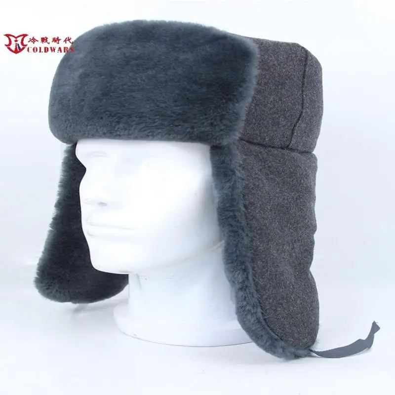 Gorro de algodón Ushaka de Rusia soviética M69 Estrella Roja Sombrero de invierno gris Gorro de Lei Feng capitoné Ushanka - imagen 4