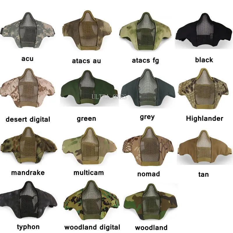 Máscara de media cara táctica CS Airsoft, Paintball, malla de Metal, transpirable, BB Gun Game, caza, tiro, equipo de protección - imagen 2