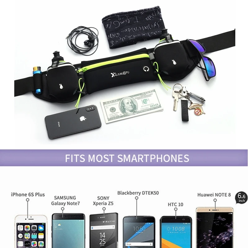 Riñonera para correr para hombre y mujer, riñonera para deportes al aire libre, Maratón, teléfono, bolsa para botella de agua, bolsillo para Fitness - imagen 4