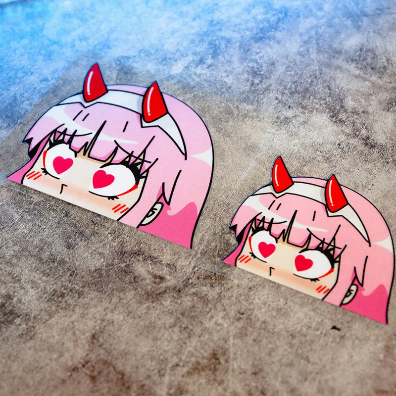 Pegatinas de ojos de amor rosa para coche, dibujos animados JDM Aanime, cuerpo reflectante impermeable, ventana, casco, puerta de motocicleta, parabrisas, decorar - imagen 2