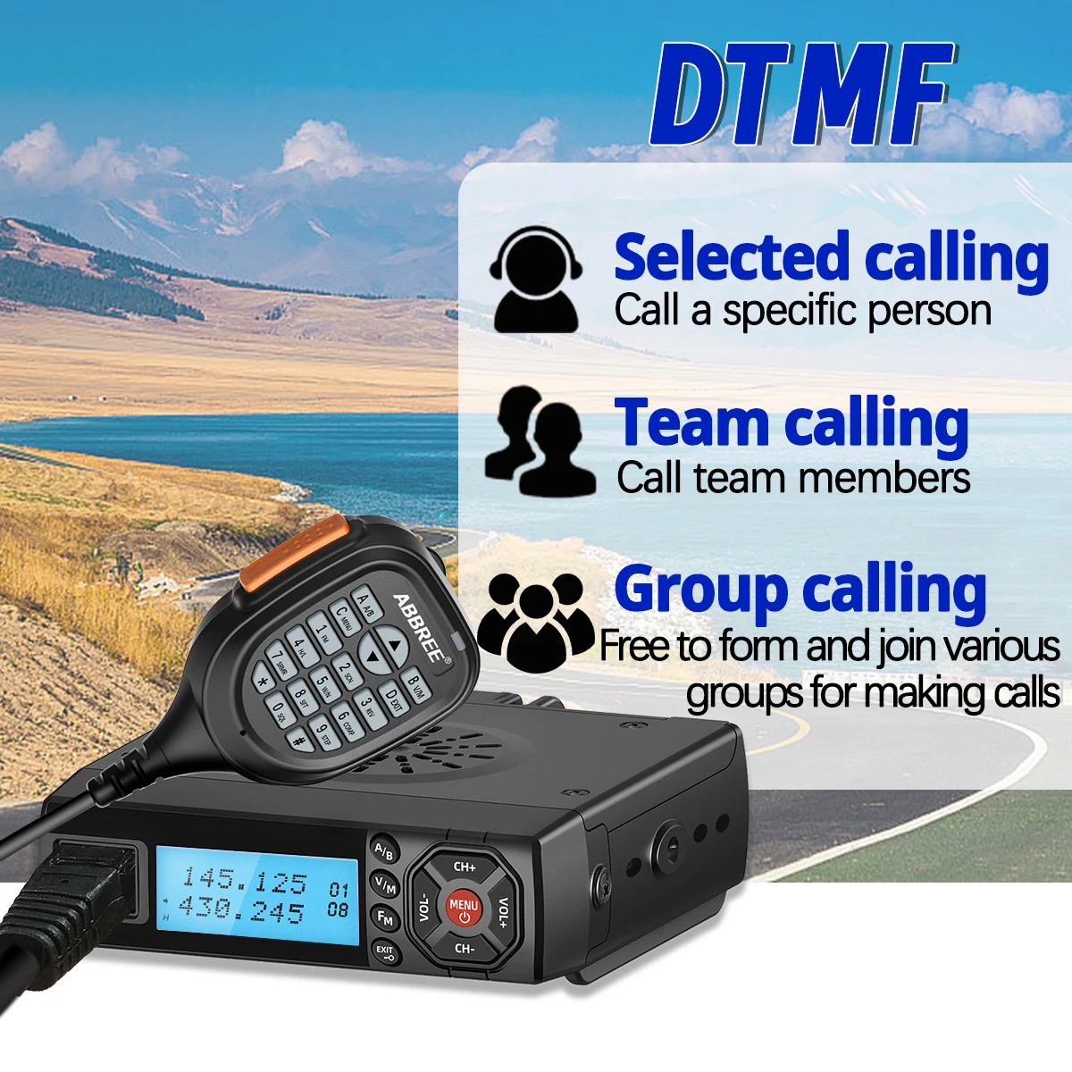 Walkie talkie móvil Abbree AR-218 doble banda VHF UHF DTMF - imagen 2