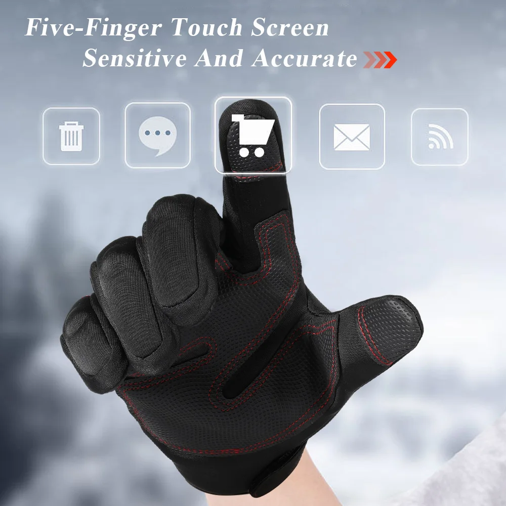 Guantes Térmicos de invierno con pantalla táctil, deportes de invierno, senderismo al aire libre, Camping, caza, trabajo en ciclismo, equipo de protección antideslizante a prueba de viento - imagen 4