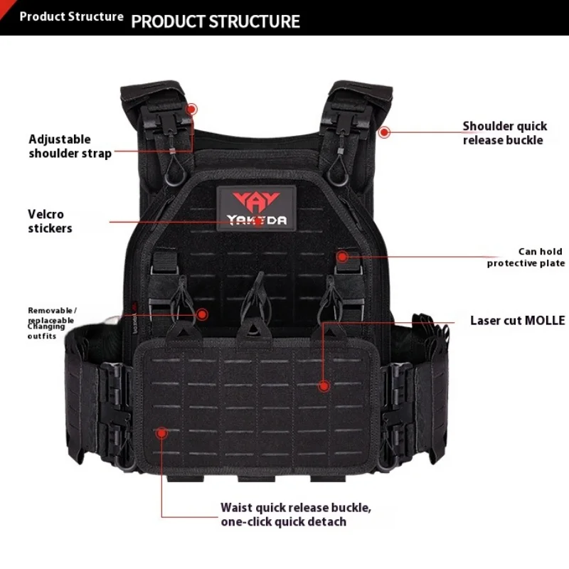 Chaleco táctico multicámara duradero de nailon 1000D, chaleco portador de placa, chaleco táctico, chaleco táctico militar de caza, chaleco protector - imagen 3