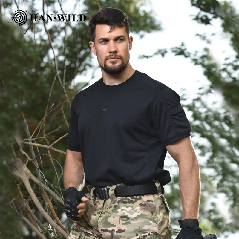 Camiseta táctica para hombre, camiseta de entrenamiento de secado rápido, transpirable, de manga corta, informal, para verano, camisetas deportivas de combate, ropa de senderismo - imagen 5