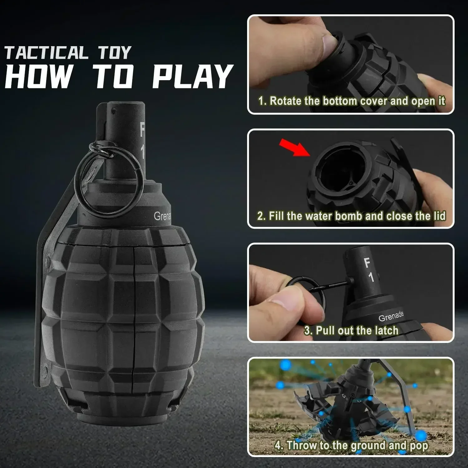 Granadas de mano FF1, juguete de plástico, juego CS, juego de batalla de tiro, modelo de granadas de mano simulada para Airsoft, Paintball, accesorio de juego de rol - imagen 3