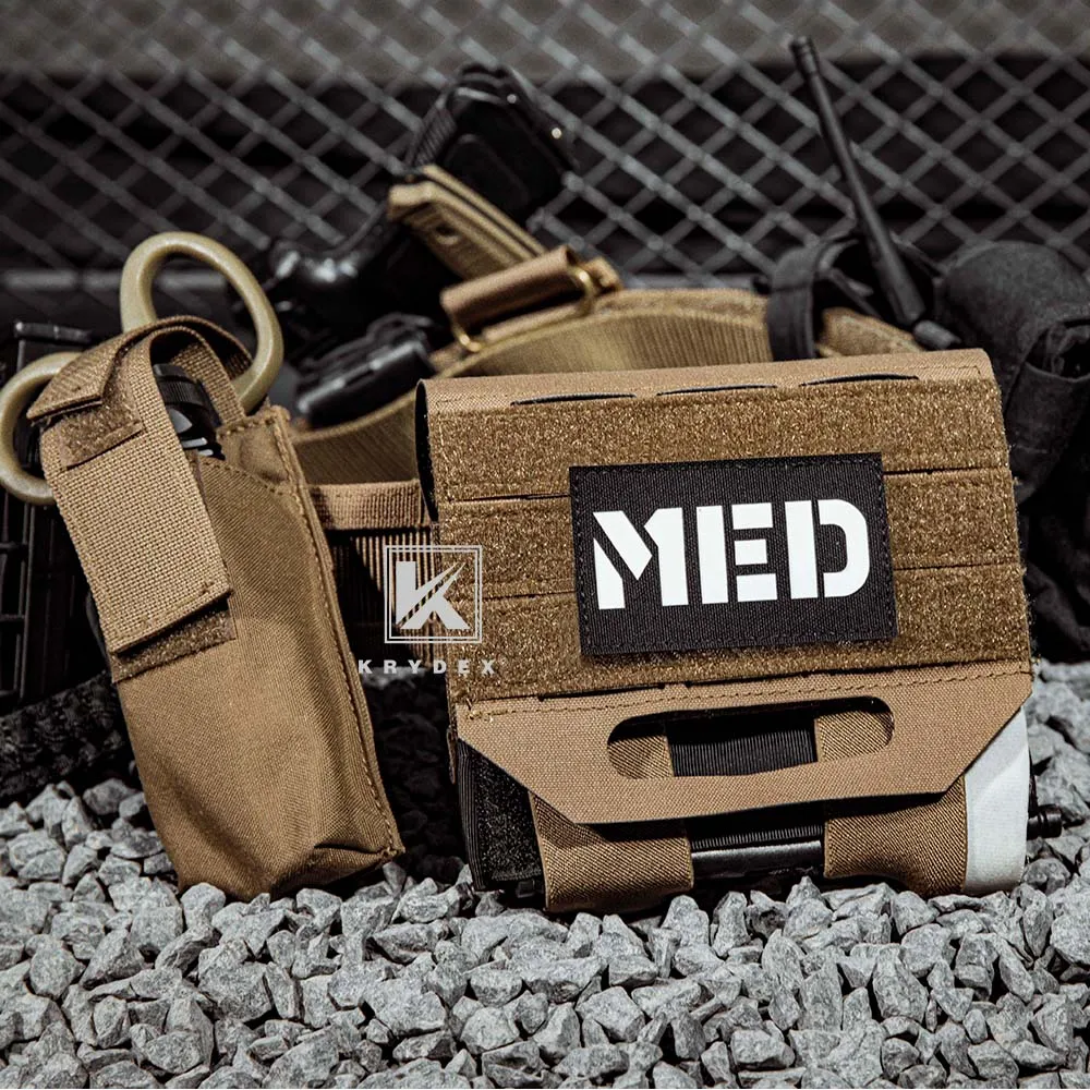 KRYDEX-bolsa médica táctica IFAK, bolsas de primeros auxilios para traumatismos, supervivencia al aire libre, riñonera de caza para cinturón, portador de placa - imagen 3