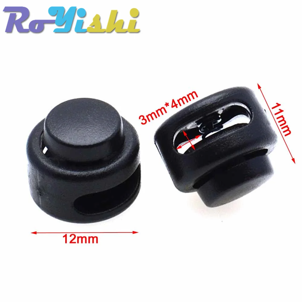 Tapón de palanca de bloqueo de cable de plástico negro para Paracord, tamaño 11mm x 12mm, 10 unids/lote por paquete - imagen 2