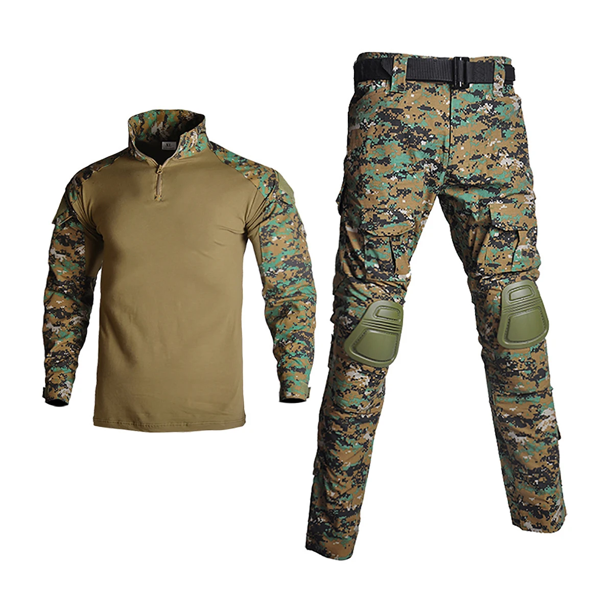 Uniforme de combate al aire libre, ropa de camuflaje de caza táctica, trajes Ghillie del ejército militar, camisa + Pantalones con coderas desmontables - imagen 4