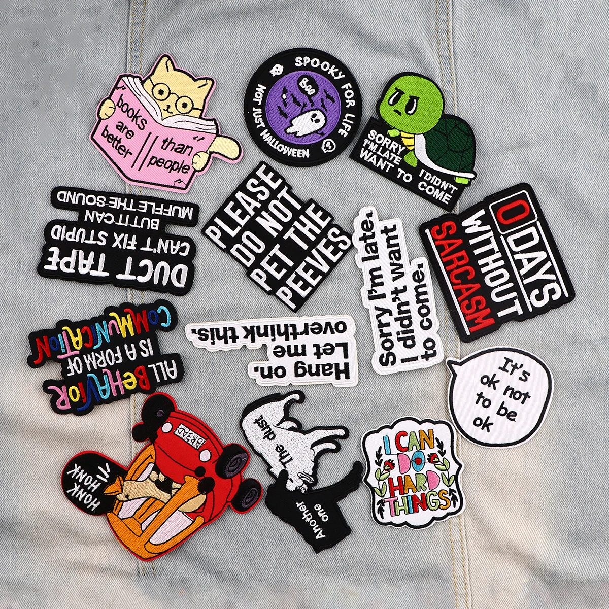 Parche de ganso divertido, parches bordados de dibujos animados para ropa, parches para planchar DIY para ropa, parches adhesivos con letras