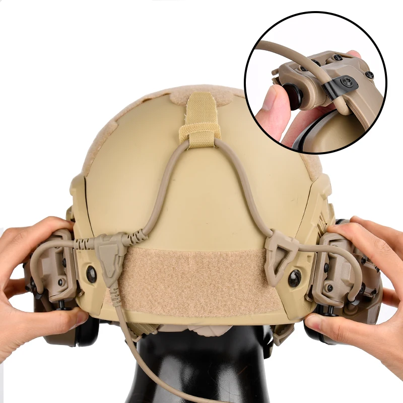 WADSN-auriculares tácticos versión de casco rápido, captación de sonido de RA-C, función de reducción de ruido, equipo de comunicación de caza Airsoft - imagen 3