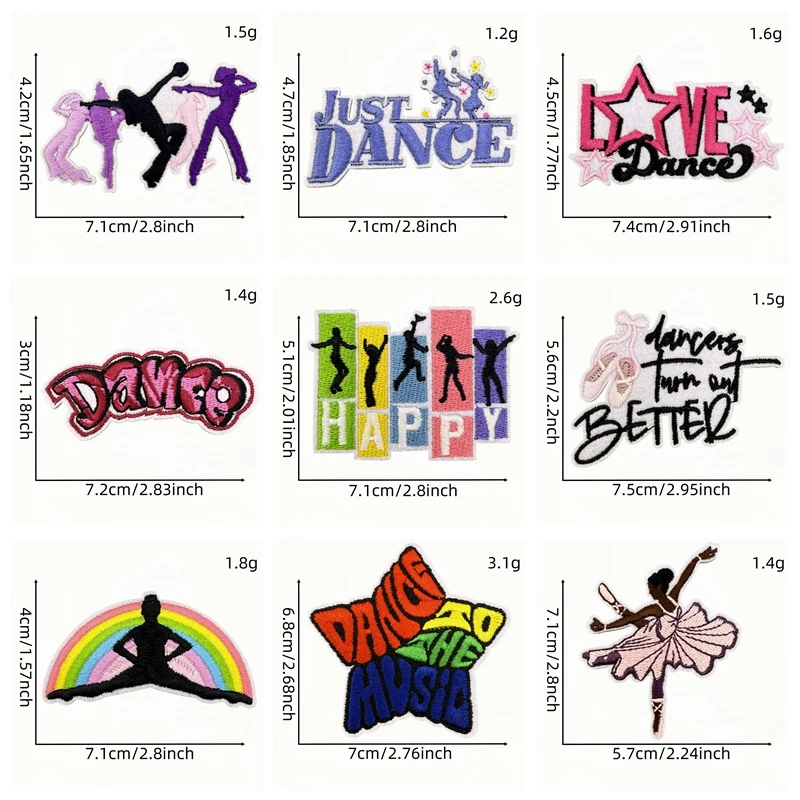 10 Uds. Parches bordados de Ballet de dibujos animados, parche de baile para chica, parches para planchar para ropa, chaquetas DIY, pantalones vaqueros, mochila, parche de costura - imagen 2