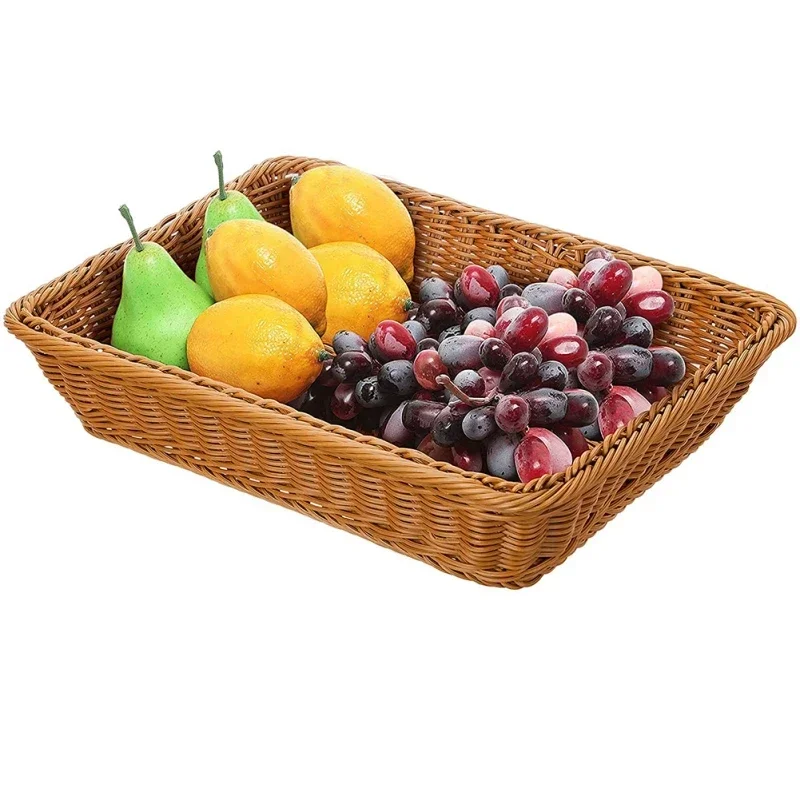 Cesta de mimbre multiusos: bandeja pan y tazón frutas para cocina - imagen 3