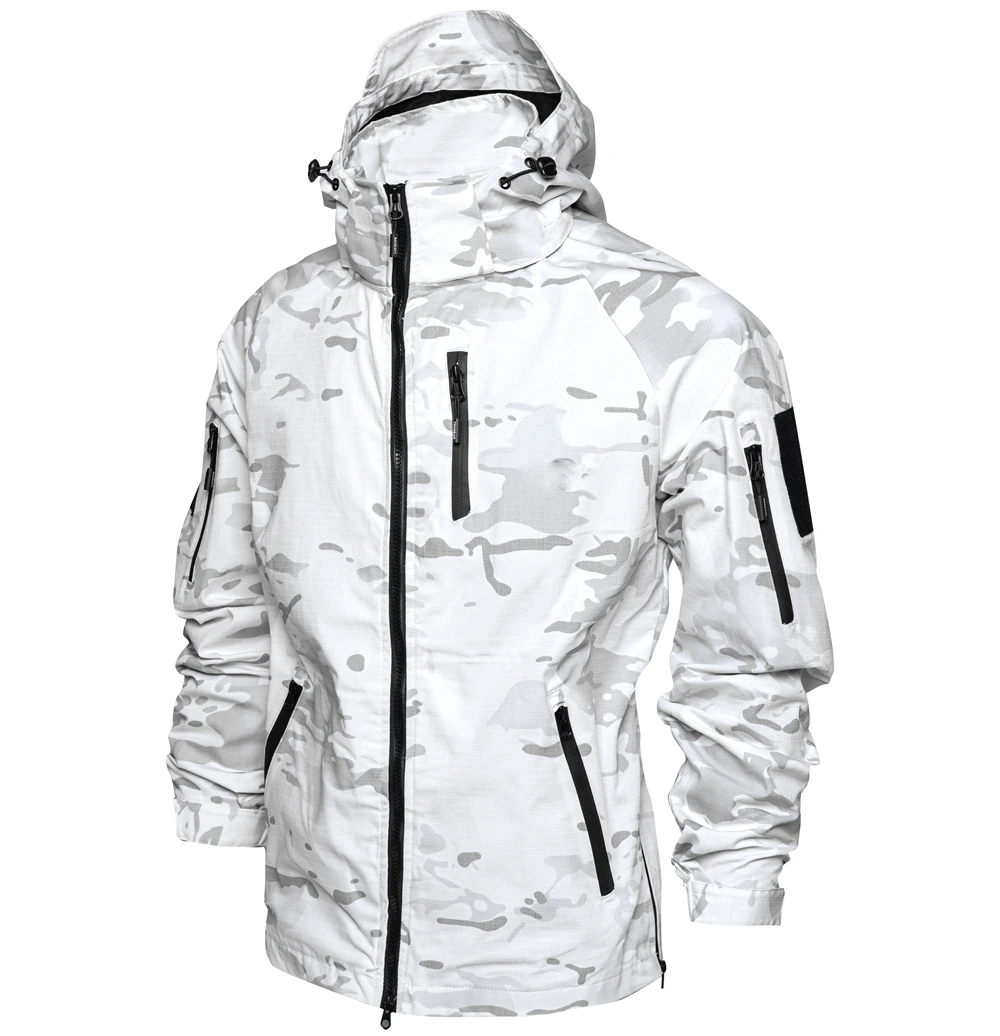 Abrigo blanco de camuflaje de nieve MCAP de algodón y poliéster para exteriores, top táctico, desplazamientos finos para primavera y otoño al aire libre - imagen 2