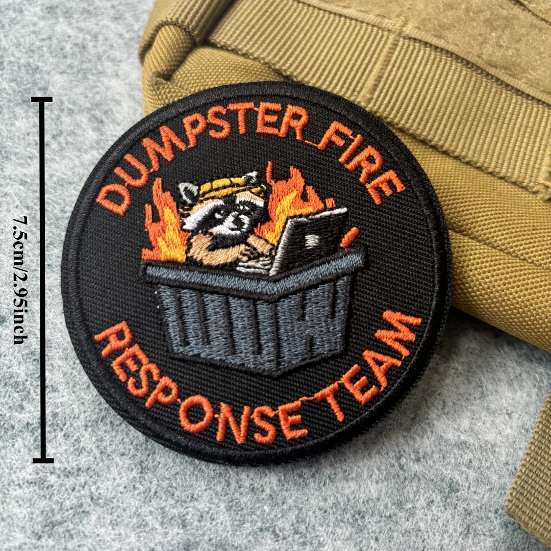 Parche bordado del equipo de respuesta contra incendios de basura, parche de gancho y bucle de dibujos animados, brazalete del ejército, insignia de moral militar, pegatinas para mochila - imagen 2
