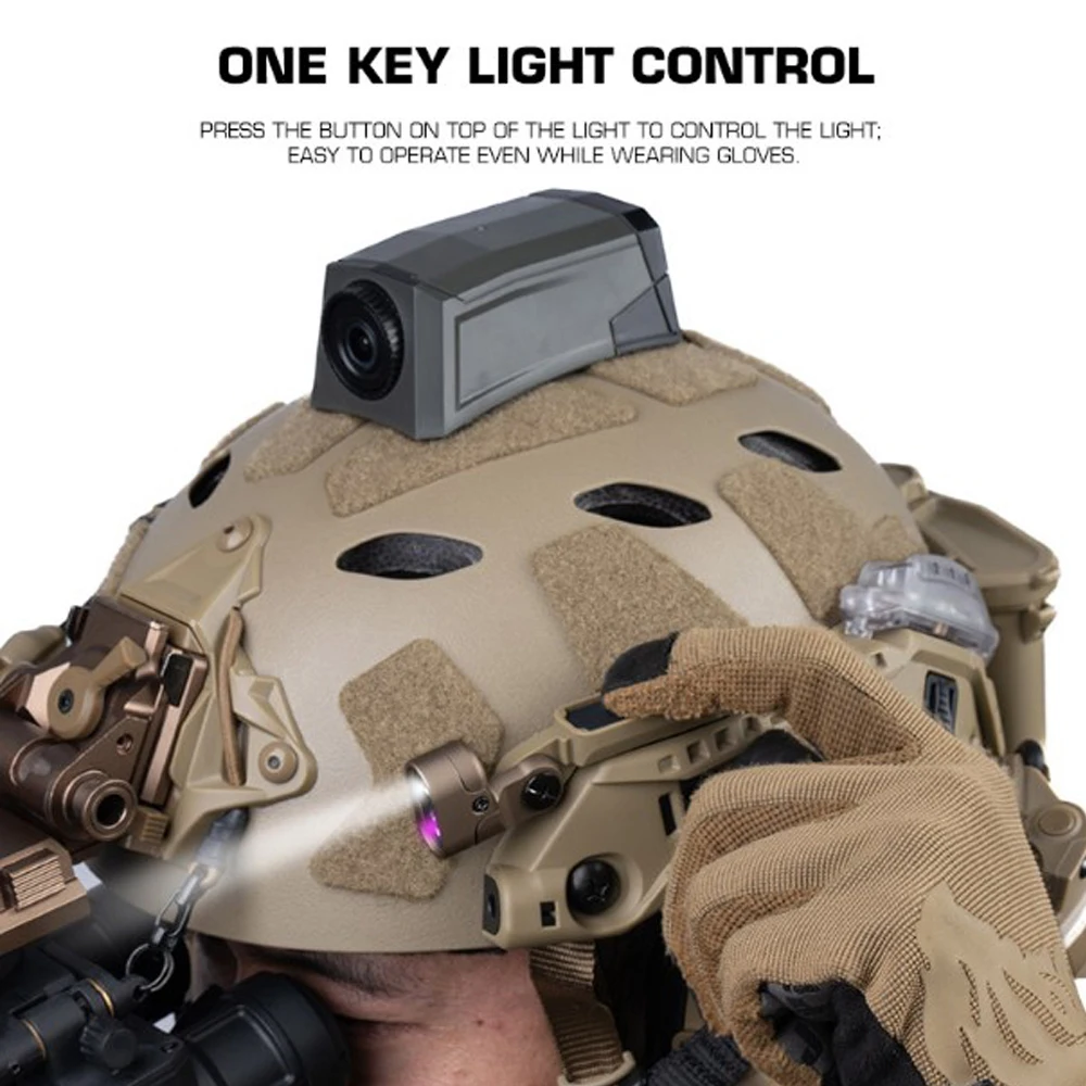 Luz táctica para casco modular con riel ARC y control de tecla