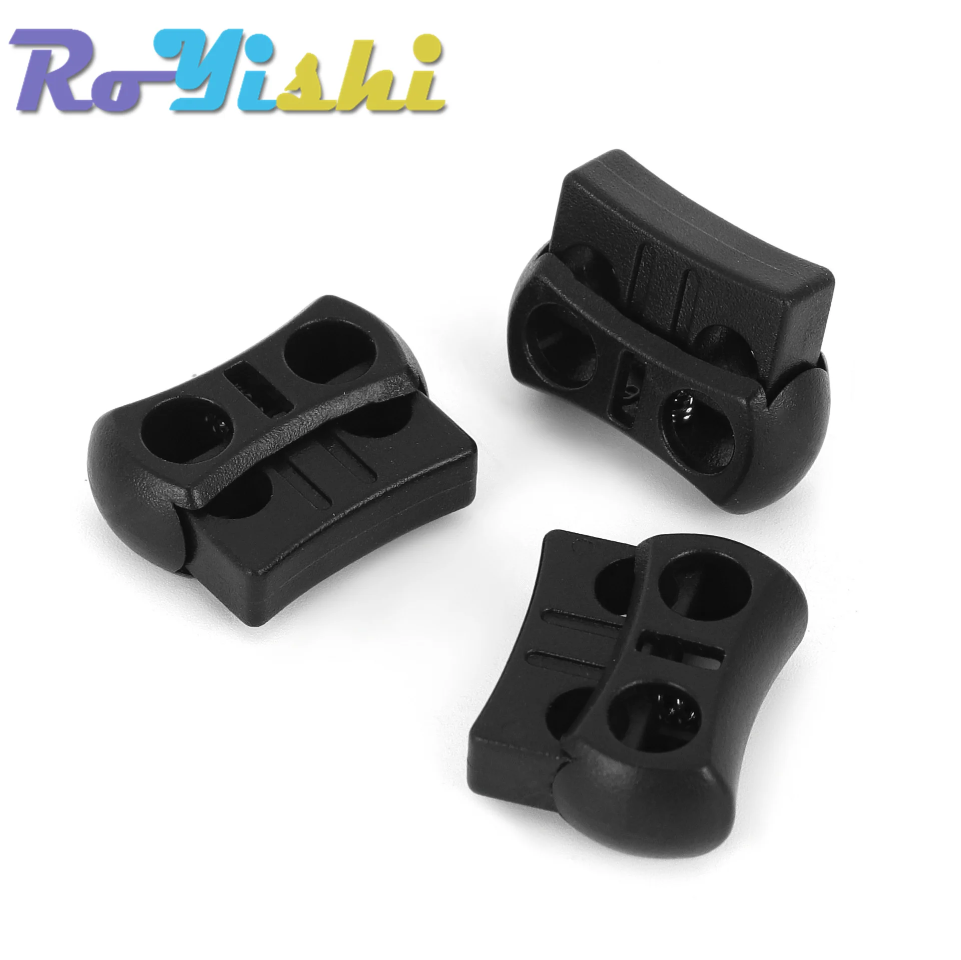 10 unids/pack 2 agujeros bloqueo de cable tapón de palanca clip de palanca de plástico negro 15mm * 20mm * 7,5mm - imagen 5