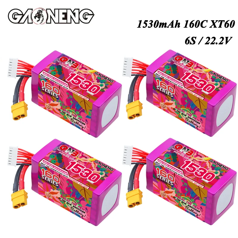 Batería Lipo GNB 6S 22,2 V 1530mAh 160C/320C para Dron RC FPV Quadcopter helicóptero RC coche barco piezas 22,2 V batería recargable