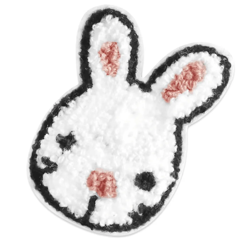 Parches bordados de chenilla de conejo Kawaii, parches para planchar para ropa, chaquetas, abrigos, pantalones vaqueros, insignias de animales lindos de dibujos animados DIY - imagen 5