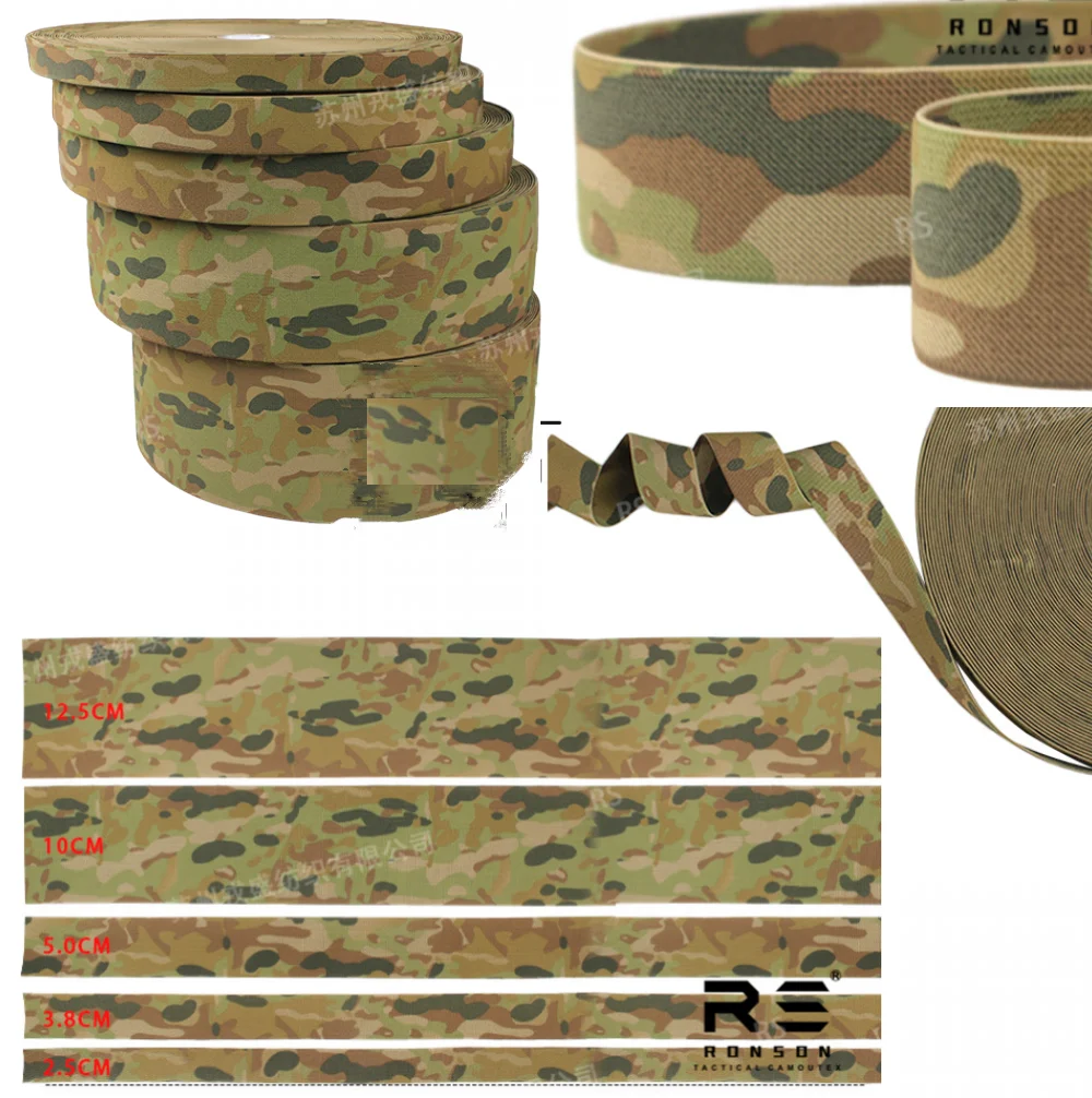 Bandas elásticas altas de 2,5/3,8/5,0/10cm AMCU nueva banda elástica estampada de doble cara de camuflaje australiano para todo terreno para equipo táctico