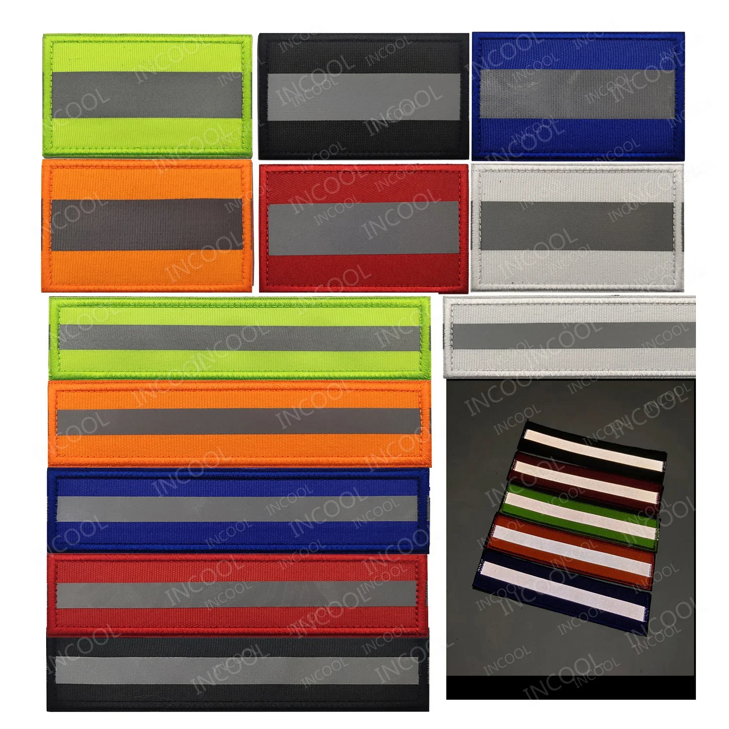 Parches reflectantes de seguridad, tira con apliques de Chevron blanco, verde y azul, parches bordados de rescate para motocicleta y motorista para gorra de ropa - imagen 3