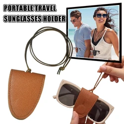 Soporte porta-gafas de sol de cuero con clip para viaje