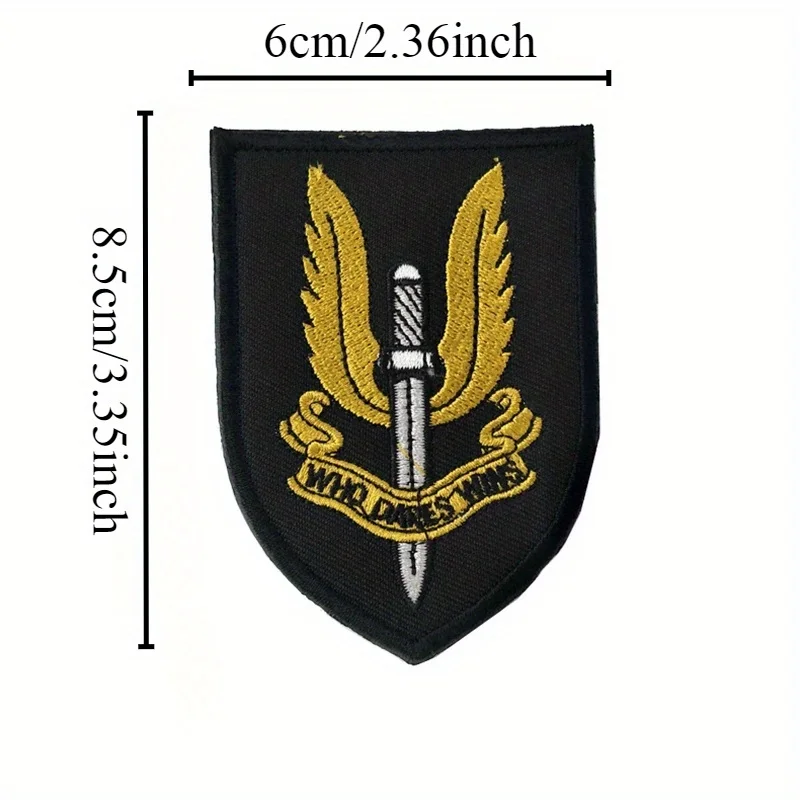 Parche bordado SAS de servicio aéreo británico, insignia de moral con gancho y bucle, brazalete de ventilador militar, parche adhesivo para mochila para ropa - imagen 3